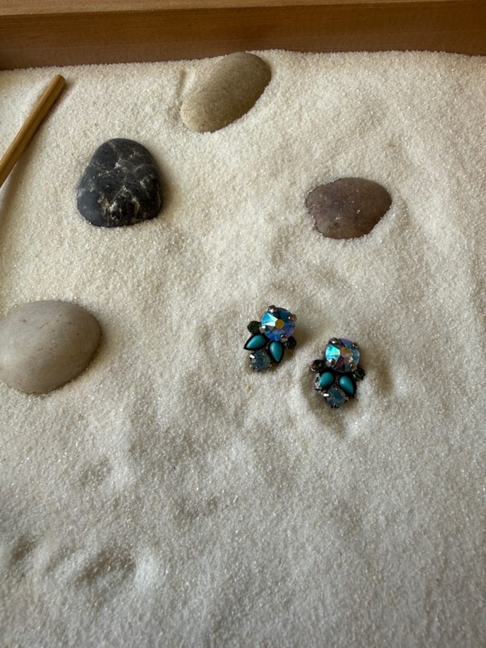 Anthropologie Teal and Iridescent Cluster Clip Earrings